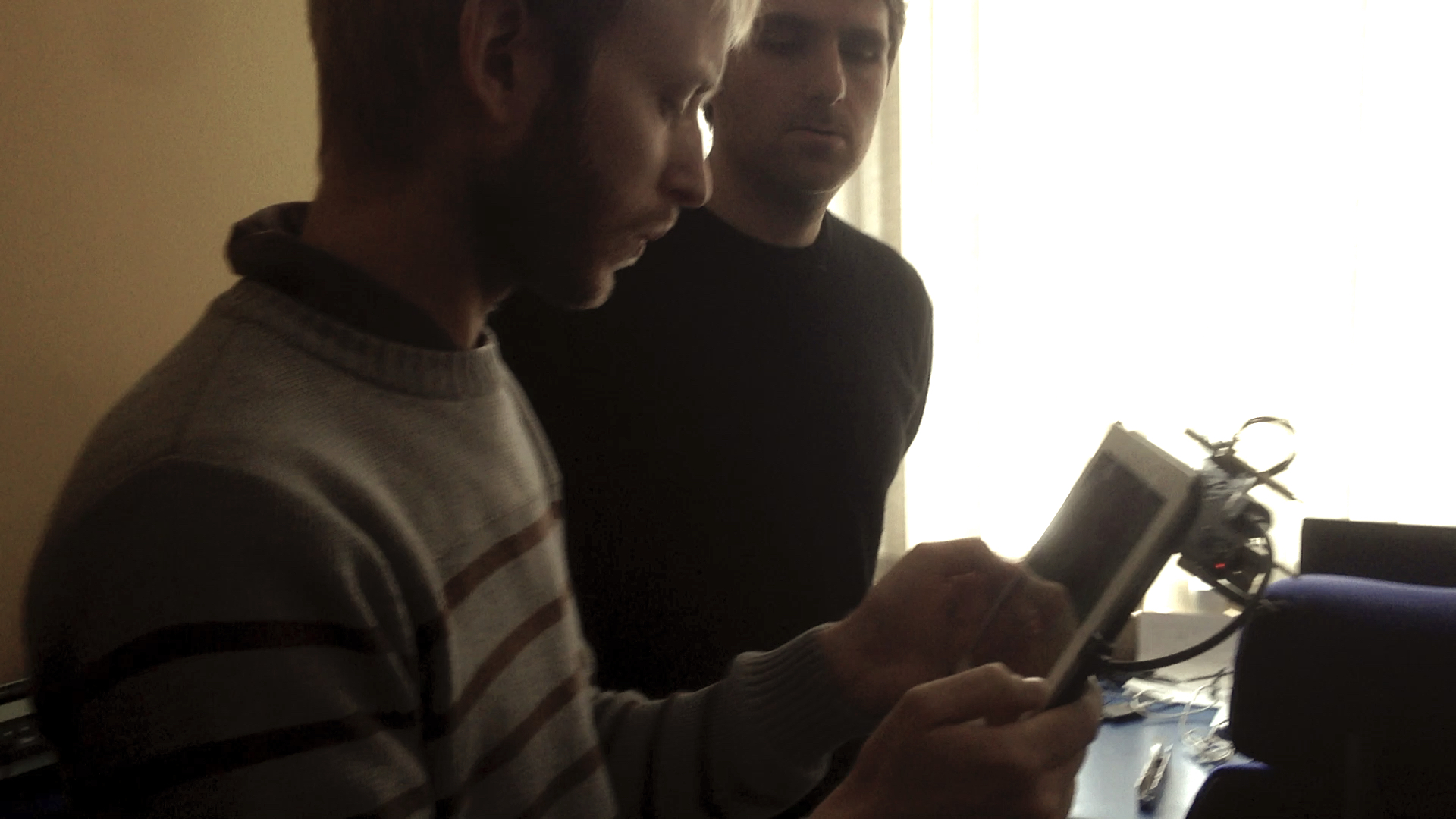 Showing an early Structure Sensor prototype to Nicolas Burrus before we acquired ManCTL